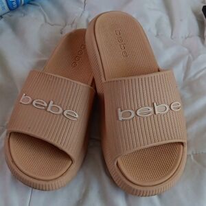 Bebe Tan Slide Sandals
